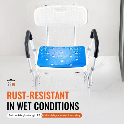 VEVOR Shower Chair, 400 Lbs Capacity, Adjustable Height Shower Stool, Non-slip Bathroom Bench Bath Chair For Elderly Disabled Handicap,white+Blue 4 VEVOR Shower Chair, 400 Lbs Capacity, Adjustable Height Shower Stool, Non-slip Bathroom Bench Bath Chair For Elderly Disabled Handicap,white+Blue - Image 4