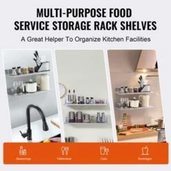 VEVOR 8.6" X 30" Stainless Steel Shelf, Wall Mounted Floating Shelving With Backsplash, 44 Lbs Load Capacity Commercial Shelves 13 VEVOR 8.6" X 30" Stainless Steel Shelf, Wall Mounted Floating Shelving With Backsplash, 44 Lbs Load Capacity Commercial Shelves -Aesthtic Interiors GUEST 576bd92f 112d 4a5a a8cb ce45b6c596f8