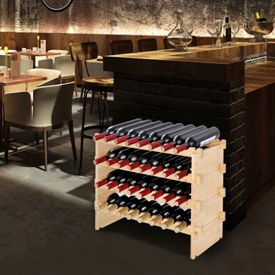 VEVOR 48 Bottle Stackable Modular Wine Rack, 6-Tier Solid Bamboo Wood Storage Racks, Floor Freestanding Wines Holder Display Shelf, Natural Color 1 VEVOR 48 Bottle Stackable Modular Wine Rack, 6-Tier Solid Bamboo Wood Storage Racks, Floor Freestanding Wines Holder Display Shelf, Natural Color