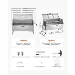 VEVOR 60W Rotisserie Grill With Hooded Cover, 56 Inch Pig Lamb Goat Rotisserie Grill Roaster, 286Lbs Capacity, Silver -Aesthtic Interiors GUEST 57b61e7f db5e 4501 80e5 8f3818a39805