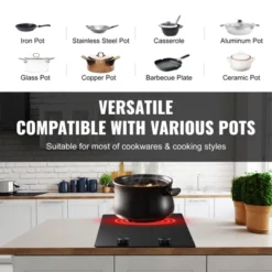 VEVOR Electric Cooktop, 12 Inch 2 Burners Built-in Electric Stove Top, 3000W Ceramic Top Radiant Cooktop, With Glass Panel, Knob Control -Aesthtic Interiors GUEST 58057a1b 9f6a 4fc1 930e 0e53b640dd38