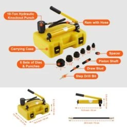 VEVOR 10 Ton Hydraulic Knockout Punch Kit, 1/2" To 2" Conduit Hole Cutter Set, KO Tool Kits W/Puncher 6 Piece, Metal Sheet Driver Tools -Aesthtic Interiors GUEST 583c77f9 44dc 43d0 884c 405bfae19302