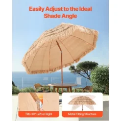 VEVOR Tiki Umbrella, 8 Ft Thatched Patio Umbrella With Tilt, Hawaiian Style Beach Parasol With Durable PP Thatch And 8 Metal Ribs, Oringinal Color 10 VEVOR Tiki Umbrella, 8 Ft Thatched Patio Umbrella With Tilt, Hawaiian Style Beach Parasol With Durable PP Thatch And 8 Metal Ribs, Oringinal Color -Aesthtic Interiors GUEST 58701bb9 244b 41e7 a2a9 9b34b02453ce