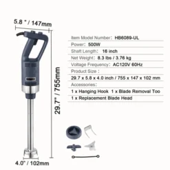 VEVOR Commercial Immersion Blender, 500W Heavy Duty Hand Mixer, 16 Inch Stepless Variable Speed Mixer With Stainless Steel Blade, Black -Aesthtic Interiors GUEST 589973b4 6442 4ac8 b5c8 4bebbcf6761e