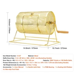VEVOR Raffle Drum,Holds 2500 Tickets Or 100 Ping Pong Balls, Metal Lottery Spinning Drawing With Wooden Turning Handle -Aesthtic Interiors GUEST 58c63b40 995f 4e3e 8086 772586a45e48