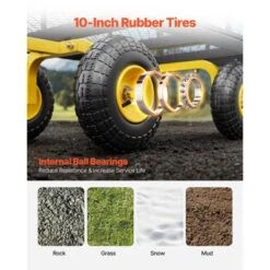 VEVOR 500 Lbs Steel Garden Cart, Heavy Duty Garden Wagon Cart Pullable On Wheels, Metal Yard Utility Wagon Carts With 10" All Terrain Tires, Black -Aesthtic Interiors GUEST 592bb5f7 431b 4eed 933a adafd8c3df58