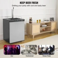 VEVOR Beer Kegerator, Single Tap Draft Beer Dispenser, Full Size Keg Refrigerator With Shelf, CO2 Tank(No Gas), Drip Tray & Rail, Silver -Aesthtic Interiors GUEST 5a3c60d9 2455 4de3 a498 adbe02ed57a4