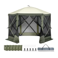 VEVOR Pop Up Gazebo Tent, Pop-Up Screen Tent 6 Sided Canopy Sun Shelter, 10x10FT Quick Set Screen Tent With Mosquito Netting, Army Green -Aesthtic Interiors GUEST 5a3dce4a aecf 4d38 a47d 851790abc579