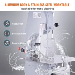VEVOR Electric Meat Bandsaw, 1500W Stainless Steel Countertop Bone Sawing Machine, Workbeach 19.3" X 15", 0.16-7.9 Inch Cutting Thickness, Silver -Aesthtic Interiors GUEST 5a82d57f 5237 4a46 b1b4 98643a1f3d48