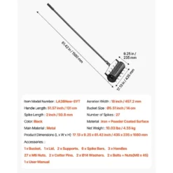 VEVOR Rolling Lawn Aerator, 18-inch Heavy-Duty Manual Rolling Aerator Lawn With Detachable Handle And 27 Iron Spikes, Black -Aesthtic Interiors GUEST 5ab4f094 98da 48f6 a191 6872e6590cbb