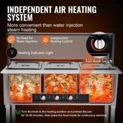 VEVOR 3-Pan Commercial Food Warmer, 3 X 20.6QT Electric Steam Table, 1500W Professional Buffet Catering Food Warmer With Acrylic Sneeze Guard -Aesthtic Interiors GUEST 5ad10e19 10f2 4799 a534 8cdc31d958cb