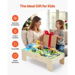 VEVOR Train Table, 62 Multicolor Pieces Wooden Kids Activity Table With Large Storage Drawer, 3-in-1 Wooden Train Set For Kids Ages 3+, Multicolor -Aesthtic Interiors GUEST 5afe3578 5c1c 4563 8cca 86192ded9cda