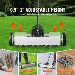 VEVOR 24-Inch Magnetic Sweeper With Wheels, 50 Lbs Capacity, With Telescoping Magnetic Pickup Tool, Adjustable Handle, Magnetic Pickup Sweeper, White -Aesthtic Interiors GUEST 5b627e50 84bf 4961 9b94 f6ff21e9c6de