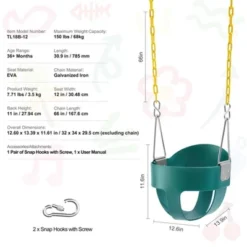 VEVOR Toddler Swing Seat, High Back Full Bucket Baby Swing Seat With Coated Chains And Carabiners, Support 150 Lbs Baby Outdoor Swing -Aesthtic Interiors GUEST 5b6b7e9a 3b61 48d5 b431 29d3ba7ddaa1