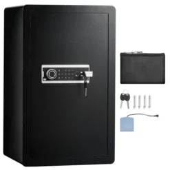VEVOR Single Door 4.0 Cu.ft Safe Box With Key Lock, Password & Fingerprint, Safe Lock Box With Fireproof Bag, Key Rack, And 2 Shelves, Black -Aesthtic Interiors GUEST 5ba13977 ec08 4426 8a81 5b8afeea7efc