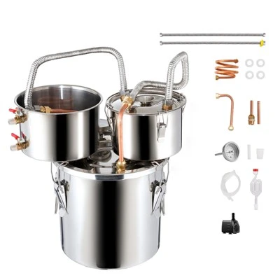 VEVOR Alcohol Still, 3 Gal / 11.4 L Stainless Steel Water Alcohol Distiller With Copper Coil For Fast Cooling, Dual Condenser Distiller Kit, Silver 8 VEVOR Alcohol Still, 3 Gal / 11.4 L Stainless Steel Water Alcohol Distiller With Copper Coil For Fast Cooling, Dual Condenser Distiller Kit, Silver - Image 8