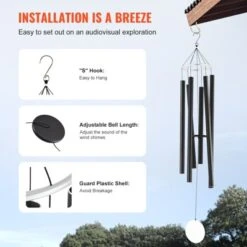 VEVOR Wind Chimes For Outside, 66 In, Deep Tone Wind Chimes With 6 Tubes, Unique Large Memorial Wind Chimes For Anniversary, Black -Aesthtic Interiors GUEST 5c3b039c e607 4f8a b047 a69e52d7a580