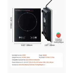 VEVOR Portable Induction Cooktop, 1800W Electric Induction Burner With 9 Temperature Settings, Countertop Induction Hot Plate With 3H Timer -Aesthtic Interiors GUEST 5c4d07c4 c5b8 400d a7d2 e5cfe4c2d149