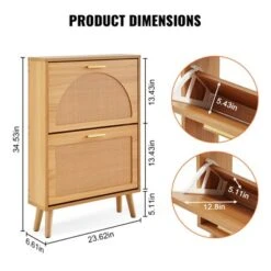 VEVOR Shoe Cabinet With 2 Flip Drawers, Shoe Storage Cabinet For Entryway, Free Standing Shoe Storage Organizer With Rattan Doors, Brown -Aesthtic Interiors GUEST 5c4fbc53 fe1d 45fb a4c9 64fa1118d4cd