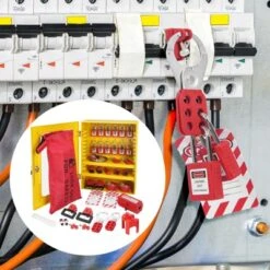 VEVOR Electrical Lockout Tagout Kit, 59 PCS Safety Lockout Tagout Station With Padlocks, Hasps, Tags, Ties, Plug Lockout, Circuit Breaker Lockouts