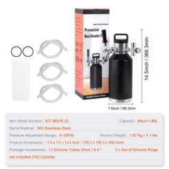 VEVOR Beer Growler Tap System, 64Oz 1.89L Mini Keg, 304 Stainless Steel Pressurized Beer Growler, Keg Growler With Pressure Display, Black -Aesthtic Interiors GUEST 5c57a5ed 8f9f 4615 a195 d8af23468422
