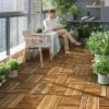 VEVOR Interlocking Deck Tiles Solid Wood, 27 Pack,12"x12" Waterproof Camphor Pine Wood Flooring All Weather Use, Patio Floor Decking Covering Tiles