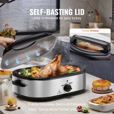 VEVOR Electric Roaster Oven, 18 QT Turkey Roaster Oven With Self-Basting Lid, 1450W Roaster Oven With Defrost & Warm Function 3 VEVOR Electric Roaster Oven, 18 QT Turkey Roaster Oven With Self-Basting Lid, 1450W Roaster Oven With Defrost & Warm Function - Image 3