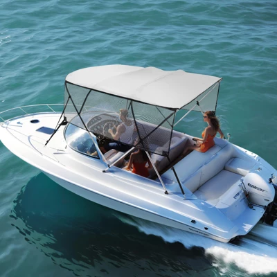 VEVOR 4 Bow Bimini Top Boat Cover, Detachable Mesh Sidewalls, 600D Polyester Canopy With 1" Aluminum Alloy Frame 1 VEVOR 4 Bow Bimini Top Boat Cover, Detachable Mesh Sidewalls, 600D Polyester Canopy With 1" Aluminum Alloy Frame