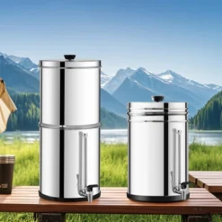 VEVOR Gravity-fed Water Filter System, 2.25G 304 Stainless-Steel Countertop System, Water Filtration System, Reduces Lead And Up To 99%