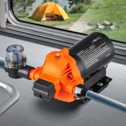 VEVOR RV Water Pressure Diaphragm Pump 3Chambers 110V 3.3GPM 45PSI Adjustable Presssure Fresh Water Pump, Self Priming Sprayer Pump, Orange