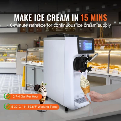 VEVOR Commercial Ice Cream Machine, 10.6 QT/H Yield, 1000W Single Flavor Countertop Soft Serve Ice Cream Maker, 4L Hopper 1.6L Cylinder 2 VEVOR Commercial Ice Cream Machine, 10.6 QT/H Yield, 1000W Single Flavor Countertop Soft Serve Ice Cream Maker, 4L Hopper 1.6L Cylinder - Image 2