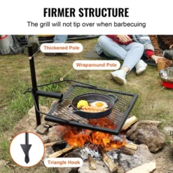 VEVOR Swivel Campfire Grill, Fire Pit Grill Grate Over Fire Pits, Heavy Duty Steel Grill Grates, 360° Adjustable Open Fire Cooking Equipment, Black -Aesthtic Interiors GUEST 5e142912 4a7f 44a9 89e6 fb0111653b92