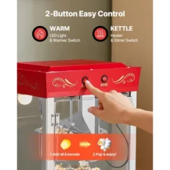VEVOR Popcorn Machine, 8oz Stainless Steel Kettle, 800W Commercial Countertop Popcorn Maker, 48 Cups Per Batch Theater Style Popper, Red -Aesthtic Interiors GUEST 5e20216f 96f0 4328 a441 e05cbe0508c6