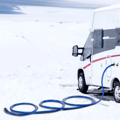 VEVOR 75ft Heated Water Hose For RV, Heated Drinking Water Hose Antifreeze To -45°F, Automatic Self-regulating,5/8" I.D. With 3/4" GHT Adapter, Blue 1 VEVOR 75ft Heated Water Hose For RV, Heated Drinking Water Hose Antifreeze To -45°F, Automatic Self-regulating,5/8" I.D. With 3/4" GHT Adapter, Blue