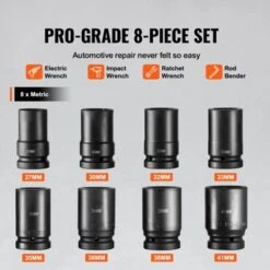 VEVOR 1" Drive Impact Socket Set, 8 Piece Deep Socket Set Metric 27-41mm, 6 Point Cr-Mo Alloy Steel For Auto Repair, Easy-to-Read Size Markings,BLACK -Aesthtic Interiors GUEST 5e3c1913 2e49 4b84 bfb3 1f8c232f8e11
