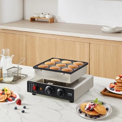 VEVOR Dutch Pancake Maker, 9PCS 76mm Diameter Dorayaki Baker Machine, 850W Commercial Electric Poffertjes Grill, Non-stick Stainless Steel 1 VEVOR Dutch Pancake Maker, 9PCS 76mm Diameter Dorayaki Baker Machine, 850W Commercial Electric Poffertjes Grill, Non-stick Stainless Steel