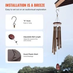 VEVOR Wind Chimes For Outside, 42", Deep Tone Wind Chimes With 6 Tubes, Unique Large Memorial Wind Chimes For Anniversary, Dark Brown -Aesthtic Interiors GUEST 5e986aeb 0e7a 4b15 87cb e95c8c5b832e
