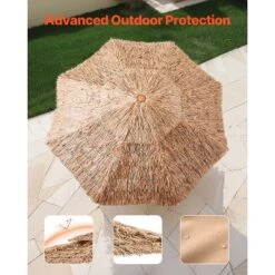 VEVOR Tiki Umbrella, 9 Ft Thatched Patio Umbrella With Tilt, 2-Tier Hawaiian Style Beach Parasol With PP Thatch And 8 Metal Ribs, Original Color -Aesthtic Interiors GUEST 5e9a37c5 ca16 4dbb ad2c e524da50abcc
