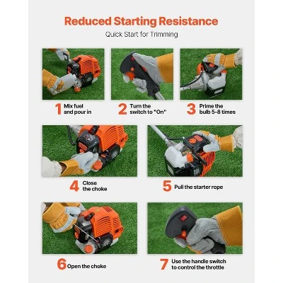 VEVOR String Trimmer, 42.7CC 2-Stroke, Gas Powered Weed Wacker, 16.9" Cordless Grass Trimmer, Multi-Functional Lawn Edger With Shoulder Strap 4 VEVOR String Trimmer, 42.7CC 2-Stroke, Gas Powered Weed Wacker, 16.9" Cordless Grass Trimmer, Multi-Functional Lawn Edger With Shoulder Strap - Image 4