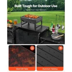 VEVOR Camping Kitchen Table, Outdoor Camp Cooking Table, Aluminum Portable Cook Station With 3 Storage Cupboard, Carrying Bag, Black -Aesthtic Interiors GUEST 5fe77c85 602f 4168 a524 047f1d24ccb2
