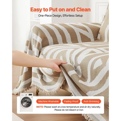 VEVOR Couch Cover, 117.72 X 71.26 Inch Boho Sofa Covers, Anti-Slip Chenille Cushion Protector For Sectional Sofa, Scratch-Resistant, Khaki 6 VEVOR Couch Cover, 117.72 X 71.26 Inch Boho Sofa Covers, Anti-Slip Chenille Cushion Protector For Sectional Sofa, Scratch-Resistant, Khaki - Image 6