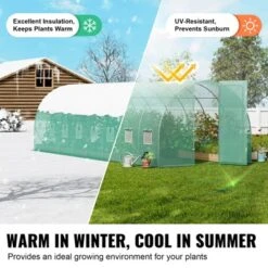 VEVOR Walk-in Tunnel Greenhouse, 27.4x9.5x7.4 Ft Hoop House Greenhouse With Galvanized Steel Frame, PE Cover, Swing Door And 16 Roll-up Windows -Aesthtic Interiors GUEST 60228a34 854e 4669 88ca 8fb37bd69040