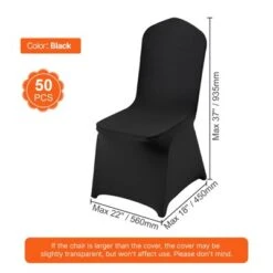 VEVOR Stretch Spandex Folding Chair Covers, Universal Fitted Arched Front Cover, Removable Washable Protective Slipcovers, (50PCS Black) -Aesthtic Interiors GUEST 6075a2c7 e01a 4c3b b35f 16590aa6204a