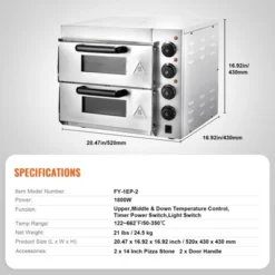 VEVOR Commercial Pizza Oven Countertop, 14" Double Deck Layer, Stainless Steel Electric Pizza Oven With Stone And Handle 14 VEVOR Commercial Pizza Oven Countertop, 14" Double Deck Layer, Stainless Steel Electric Pizza Oven With Stone And Handle -Aesthtic Interiors GUEST 609c8fe5 c652 4f57 94b7 7787d677ec8a