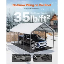 VEVOR Heavy Duty Metal Carport, 12' X 20' Outdoor Carport With Galvanized Steel Frame & Roof, Car Tent Garage Shade With Removable Sidewalls -Aesthtic Interiors GUEST 60f7b8d2 70b4 4f0f bc58 c44dde476742