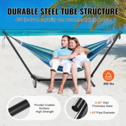 VEVOR Portable Hammock Stand, 450lbs Capacity Steel Hammock Stand For 2 Person, Heavy Duty Adjustable Hooks Hammock Frame Fits 9.5-12.6 Ft Hammocks -Aesthtic Interiors GUEST 6171a671 edbe 4cbc 936a 8d3f56c28158