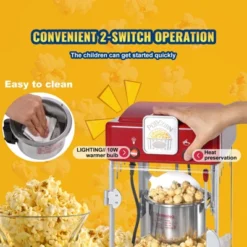 VEVOR Popcorn Maker, 300W Popcorn Popper Machine, 2.5 Oz Kettle Makes 4 QT Per Batch, Tabletop Popcorn Maker With PP Door, Includes 2 Scoops, Red 12 VEVOR Popcorn Maker, 300W Popcorn Popper Machine, 2.5 Oz Kettle Makes 4 QT Per Batch, Tabletop Popcorn Maker With PP Door, Includes 2 Scoops, Red -Aesthtic Interiors GUEST 619c6955 8edb 4a8e b348 1767bc1a62ab