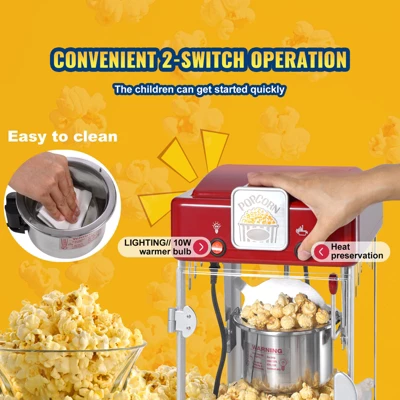 VEVOR Popcorn Maker, 300W Popcorn Popper Machine, 2.5 Oz Kettle Makes 4 QT Per Batch, Tabletop Popcorn Maker With PP Door, Includes 2 Scoops, Red 5 VEVOR Popcorn Maker, 300W Popcorn Popper Machine, 2.5 Oz Kettle Makes 4 QT Per Batch, Tabletop Popcorn Maker With PP Door, Includes 2 Scoops, Red - Image 5
