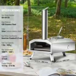 VEVOR Dual Fuel Pizza Oven For Outdoor Use, 12" Portable Pizza Oven, Pellet & Gas Powered Outdoor Pizza Oven With Thickened Cordierite Pizza Stone -Aesthtic Interiors GUEST 61f818d9 f15b 4baf 9d7b e1d6337907ec