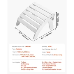VEVOR Adirondack Ottoman, 17.7L X 19.7W X 13.8H Inch HDPE Plastic Folding Adirondack Ottoman, Weather-Resistant Foot Rest For Adirondack Chair,White -Aesthtic Interiors GUEST 62045d8f 8ade 41c5 a0dc 347e9f379c46